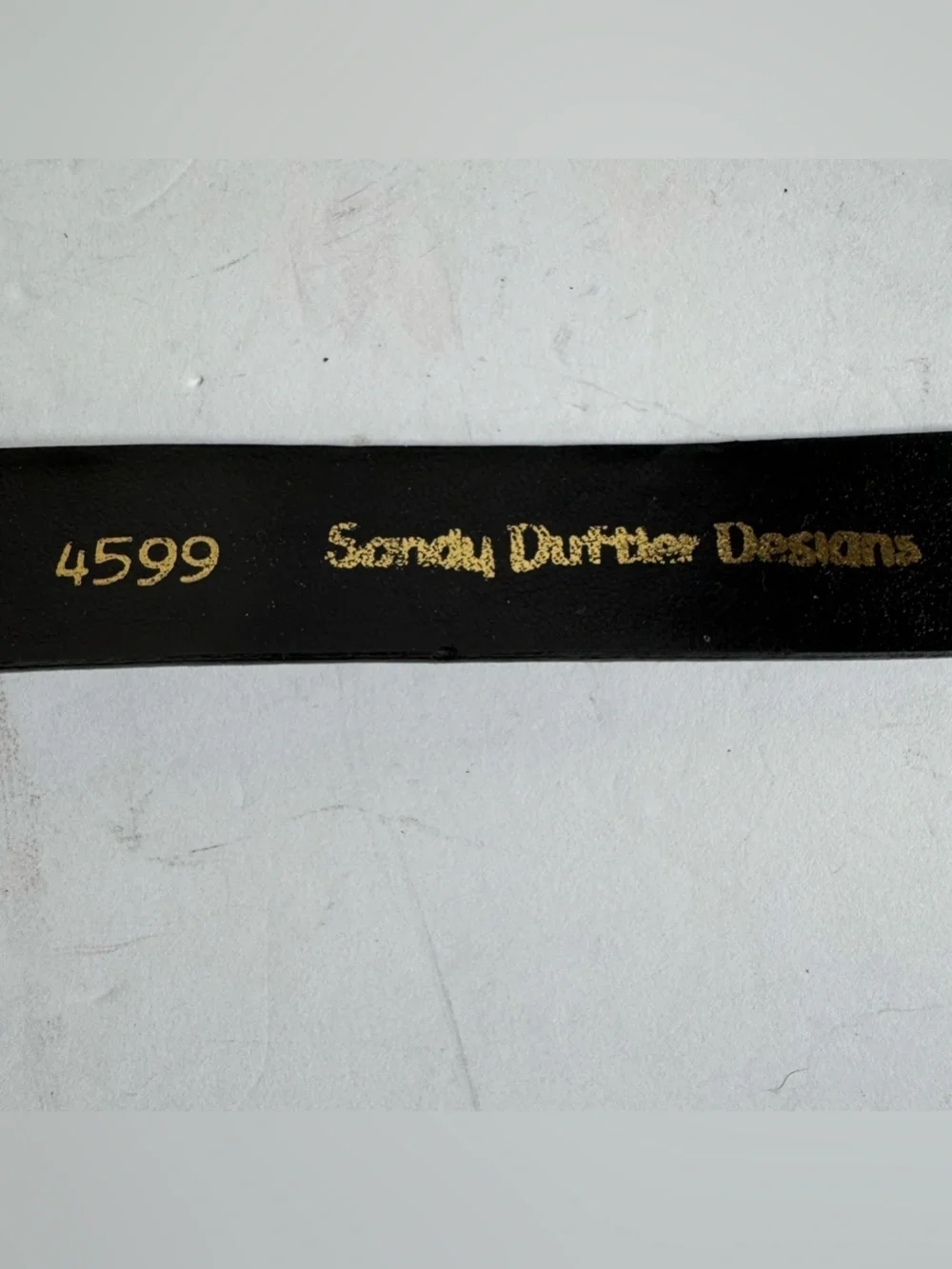 Vtg Sandy Duftler Black Leather Silver Tone Belt M Brutalist Modernist Buckle